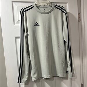 Adidas women’s Cream Long Sleeve Tee with Black Stripes